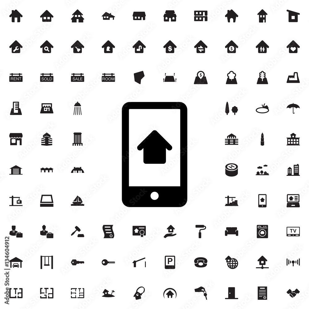 home on phone display icon illustration home on phone display icon illustration