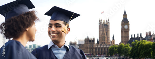 Canvas Print happy students or bachelors over london