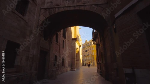 Valencia Spain 25 December 2016: City Center with Arch Architecture