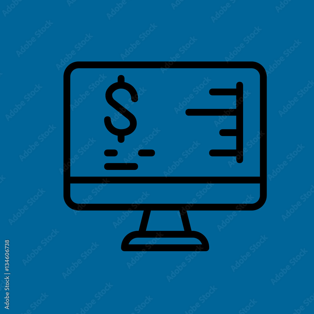 analytic graph on monitor icon flat disign analytic graph on monitor icon flat disign