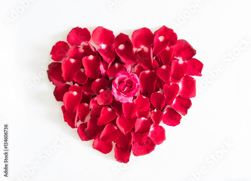 Wallpaper Mural beautiful heart of red rose petals isolated on white Torontodigital.ca