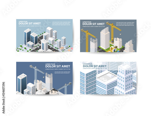 Set business card template. For real estate agencies, construction companies and creative background, tourist and urban companies