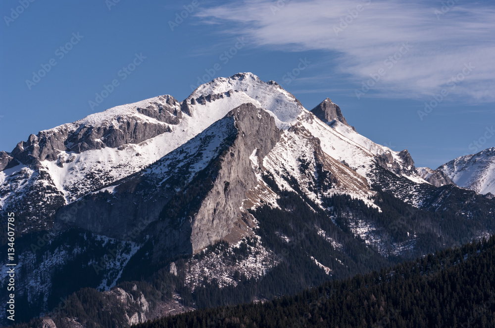 Beautiful winter scenery of the great snowy mountain peaks Beautiful winter scenery of the great snowy mountain peaks