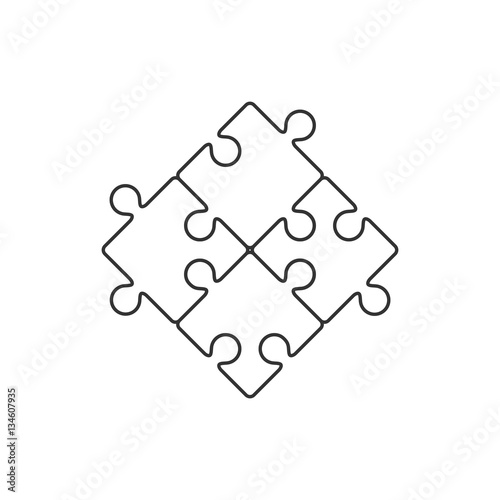 Four piece puzzle line icon