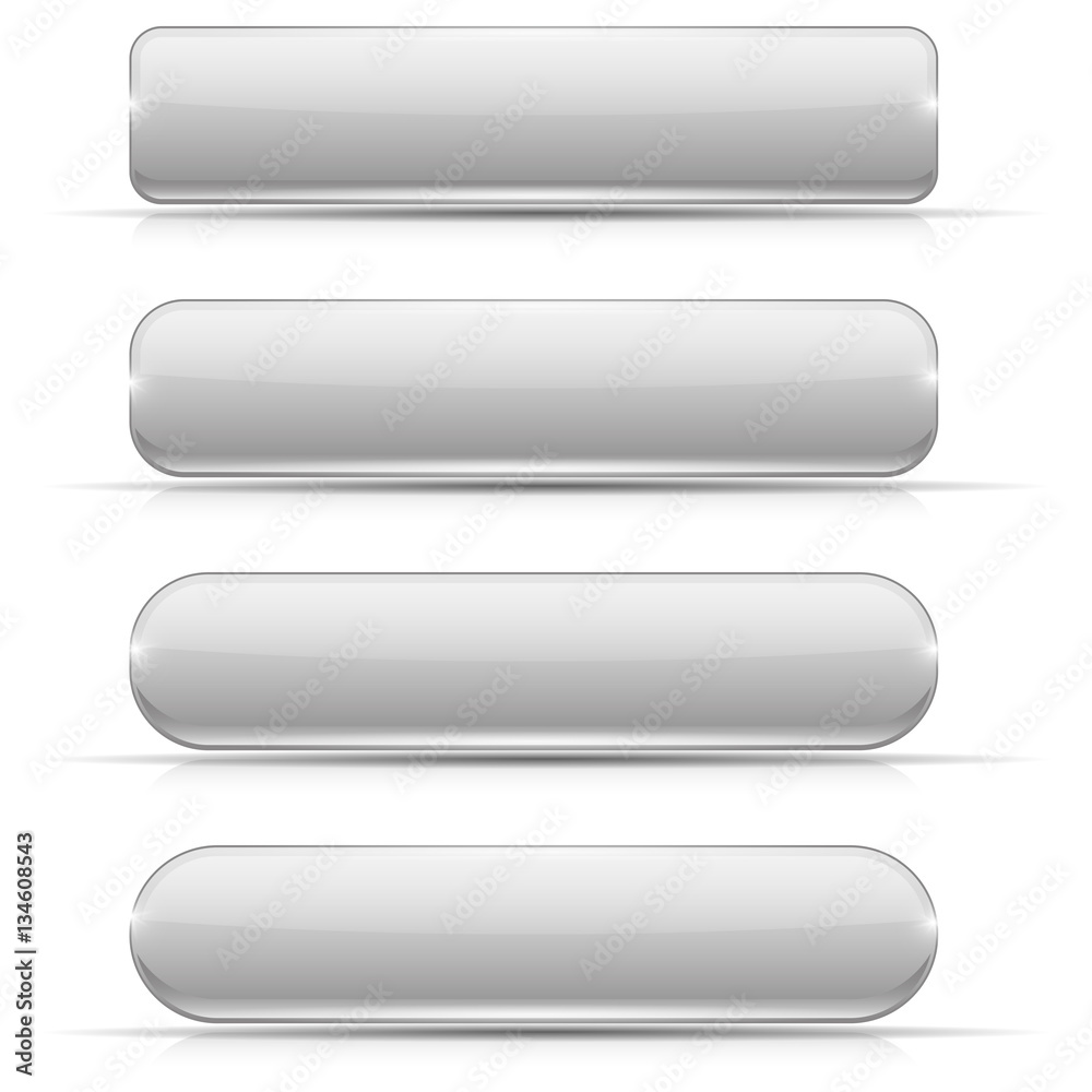 White glass buttons. Rectangle and oval web icons White glass buttons. Rectangle and oval web icons