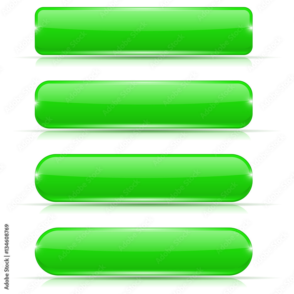Green glass buttons. Rectangle and oval web icons Green glass buttons. Rectangle and oval web icons