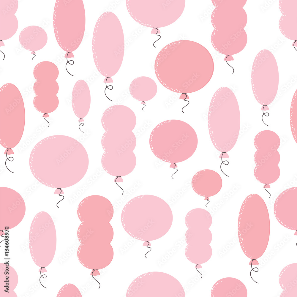 Seamless pattern with pink balloons