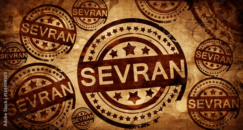 sevran, vintage stamp on paper background