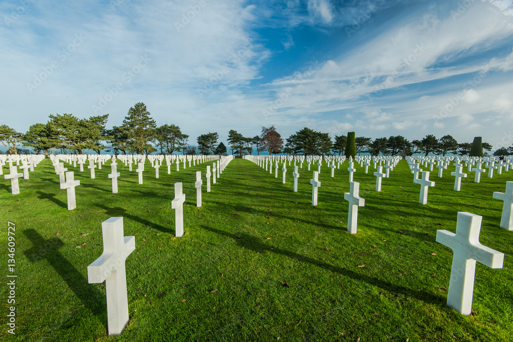 Graveyards of fallen soldiers in Normandy