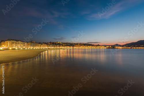 Wallpaper Mural Illuminated cityscape of San Sebastian, Spain Torontodigital.ca