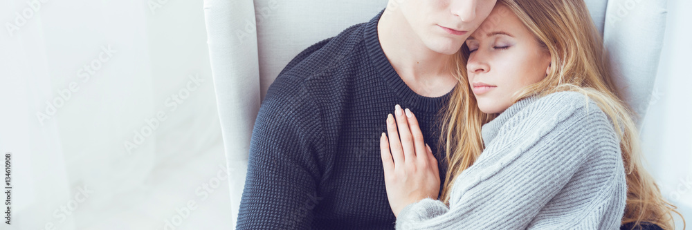 Young couple hugging