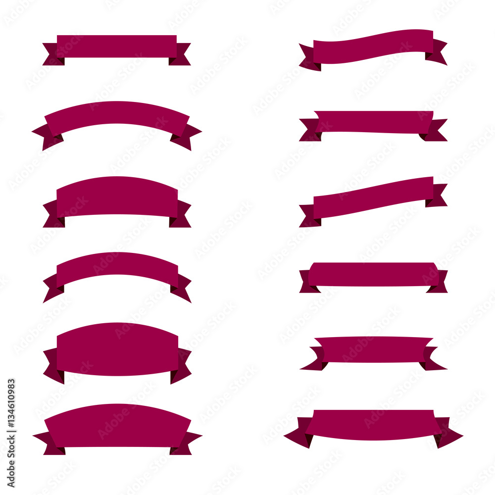 set of vector images tapes and ribbons  various shapes  sizes