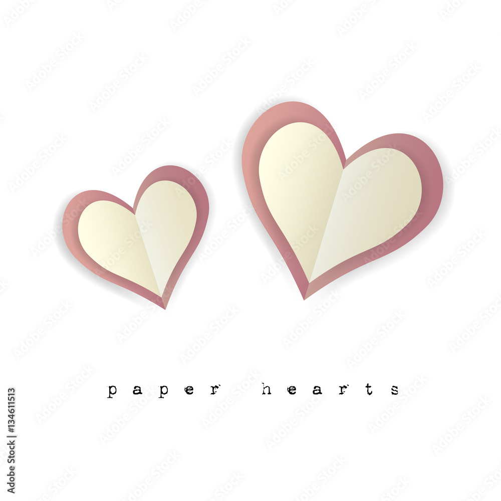 Paper hearts for Valentines day card on white background Paper hearts for Valentines day card on white background