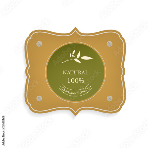 natural label and organic label green color and leather. vintage labels and badges design.