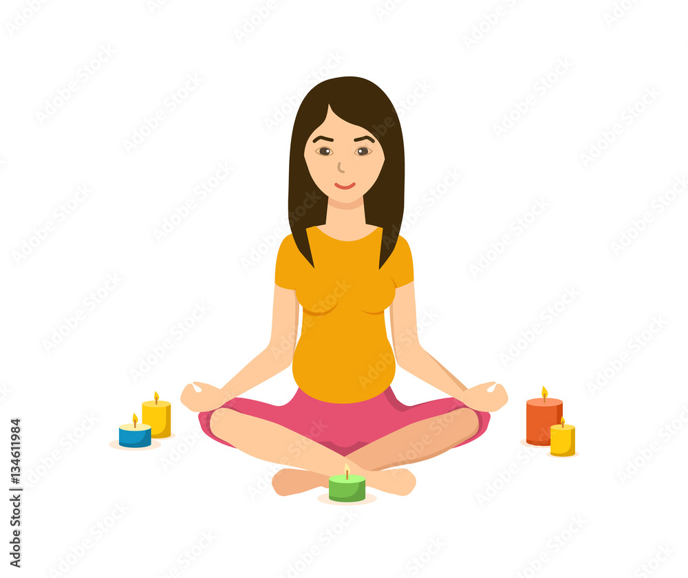 Girl is engaged in the lotus position in yoga, meditation.
