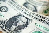 US one dollar bill close-up. One usd banknote blurred. George Washington portrait, united states money.