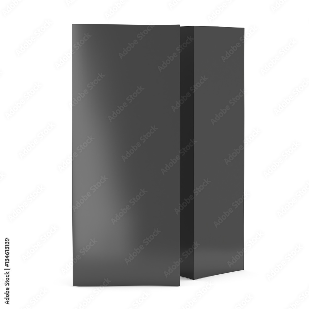 Black paper triangle tent cards. 3d render illustration isolated. Table cards mock up on white background. Black paper triangle tent cards. 3d render illustration isolated. Table cards mock up on white background.