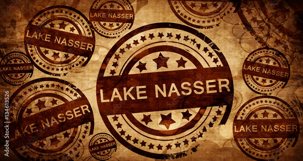 lake nasser, vintage stamp on paper background