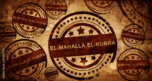el-mahalla el-kubra, vintage stamp on paper background photo