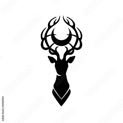 Deer silhouette and moon