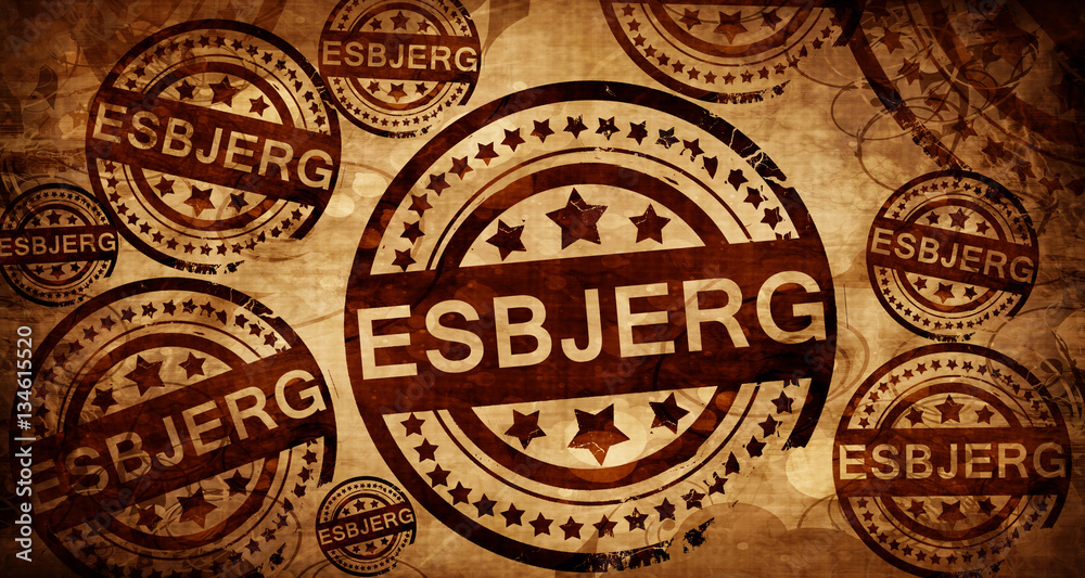Esbjerg, vintage stamp on paper background