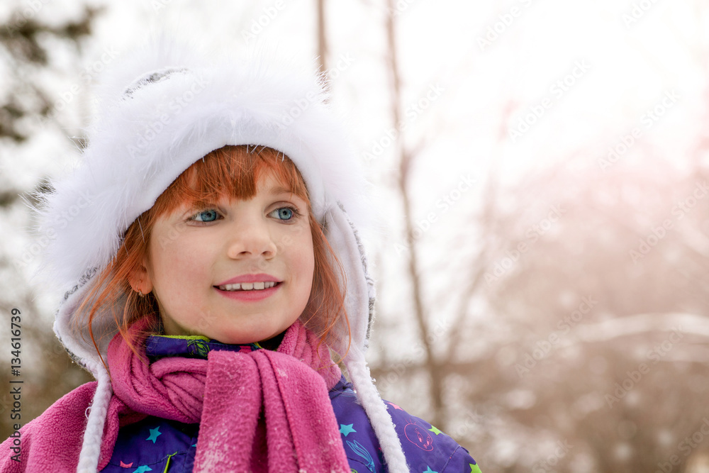 Outdoor winter portrait of beautiful smiling young girl Outdoor winter portrait of beautiful smiling young girl