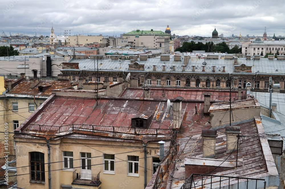 Fototapeta premium Kind from height on an old part of the city of St.-Petersburg