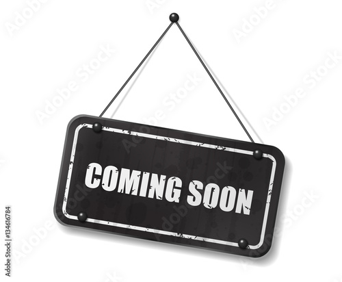 Vintage old black sign with Coming Soon text, Vector Illustration