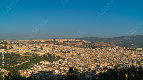 Panoramic view of Fez (Fes) center, Morocco 