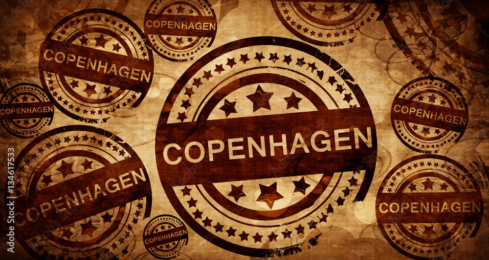 Copenhagen, vintage stamp on paper background