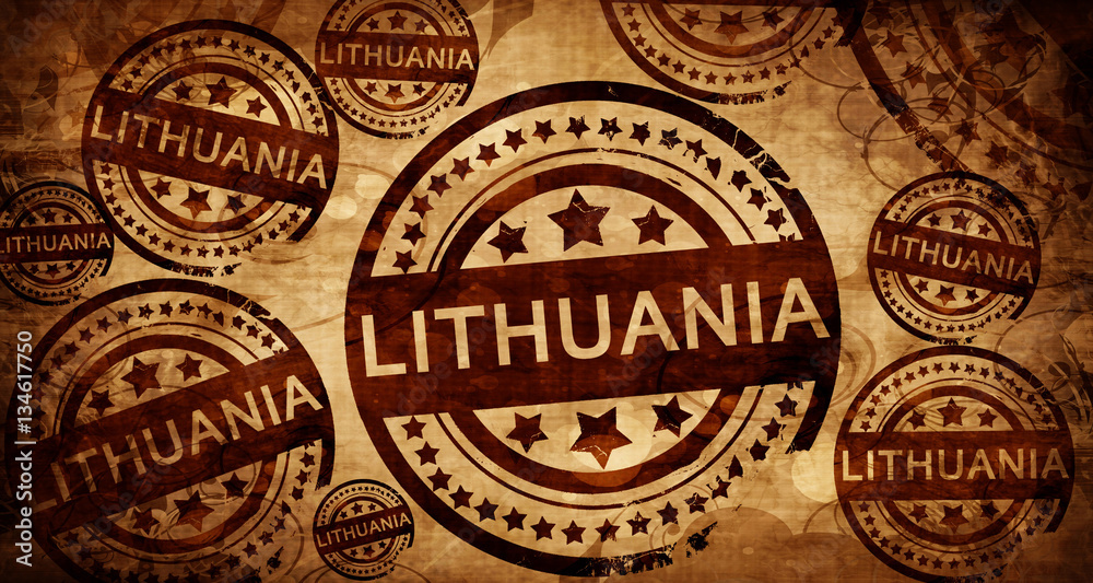 Lithuania, vintage stamp on paper background