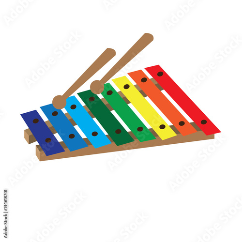 Isolated xylophone toy on a white background, Vector illustration