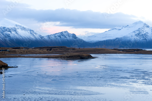 Snowy Mountain view in Hofn - Iceland