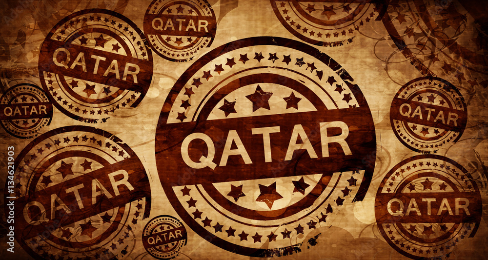 Qatar, vintage stamp on paper background