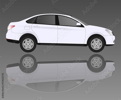 Realistic model car isolated on background. Detailed drawing. Vector illustration.