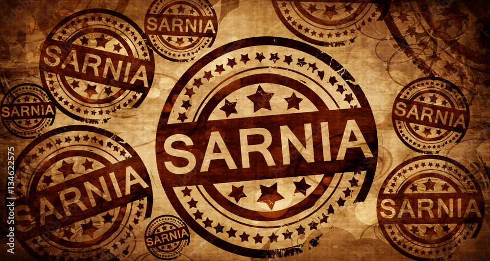 Sarnia, vintage stamp on paper background