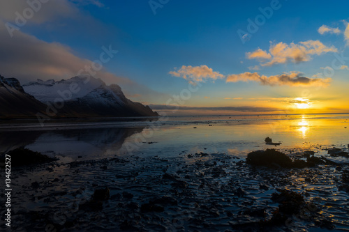 Sunset colors on Vestrahorn at iceland