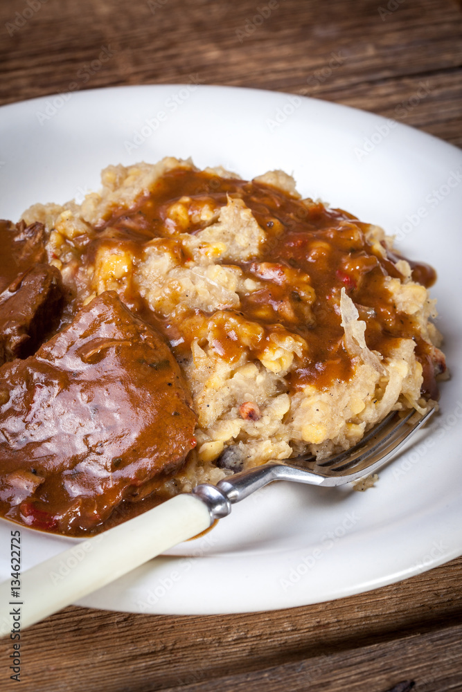 Braised beef with cabbage. Braised beef with cabbage.