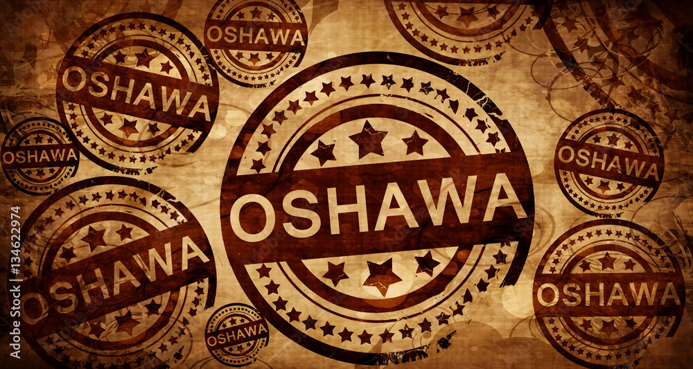 Oshawa, vintage stamp on paper background