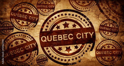 Quebec city, vintage stamp on paper background