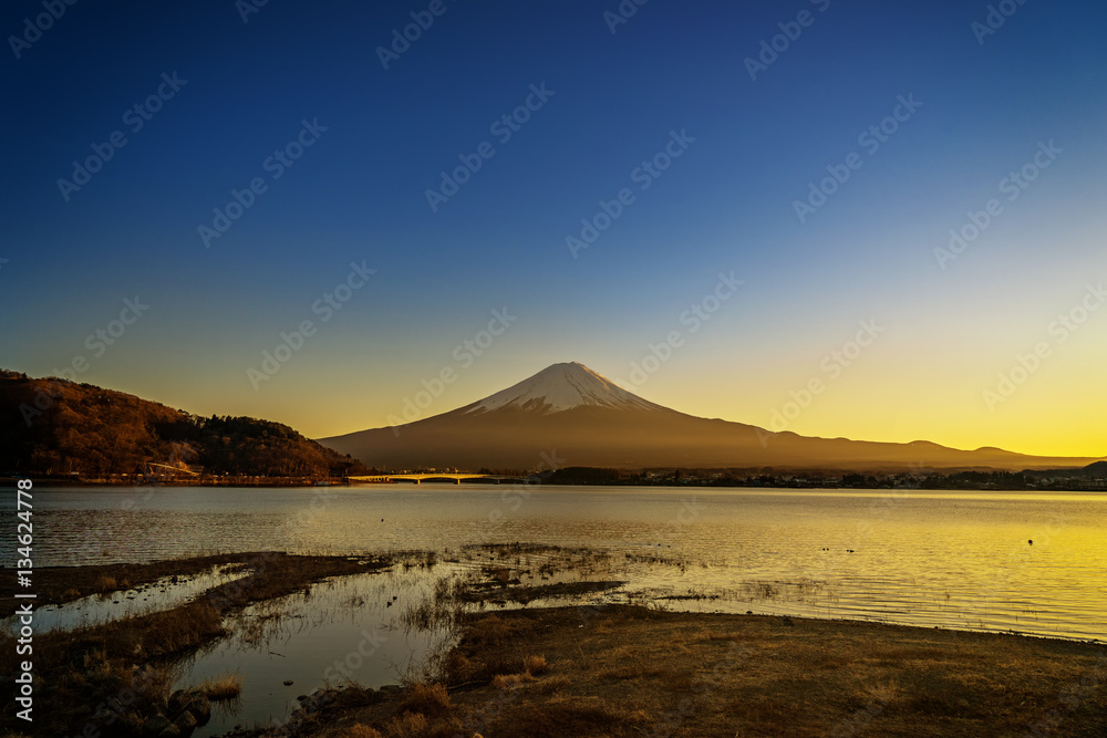 abstract sunset scene on fujikawaguchiko lake - can use to display or montage on product