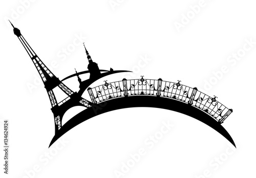 eiffel tower and Paris city sights vector design