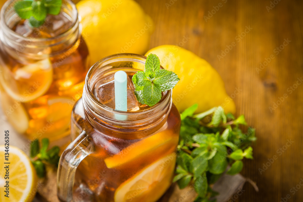 Iced tea in glass jars Iced tea in glass jars