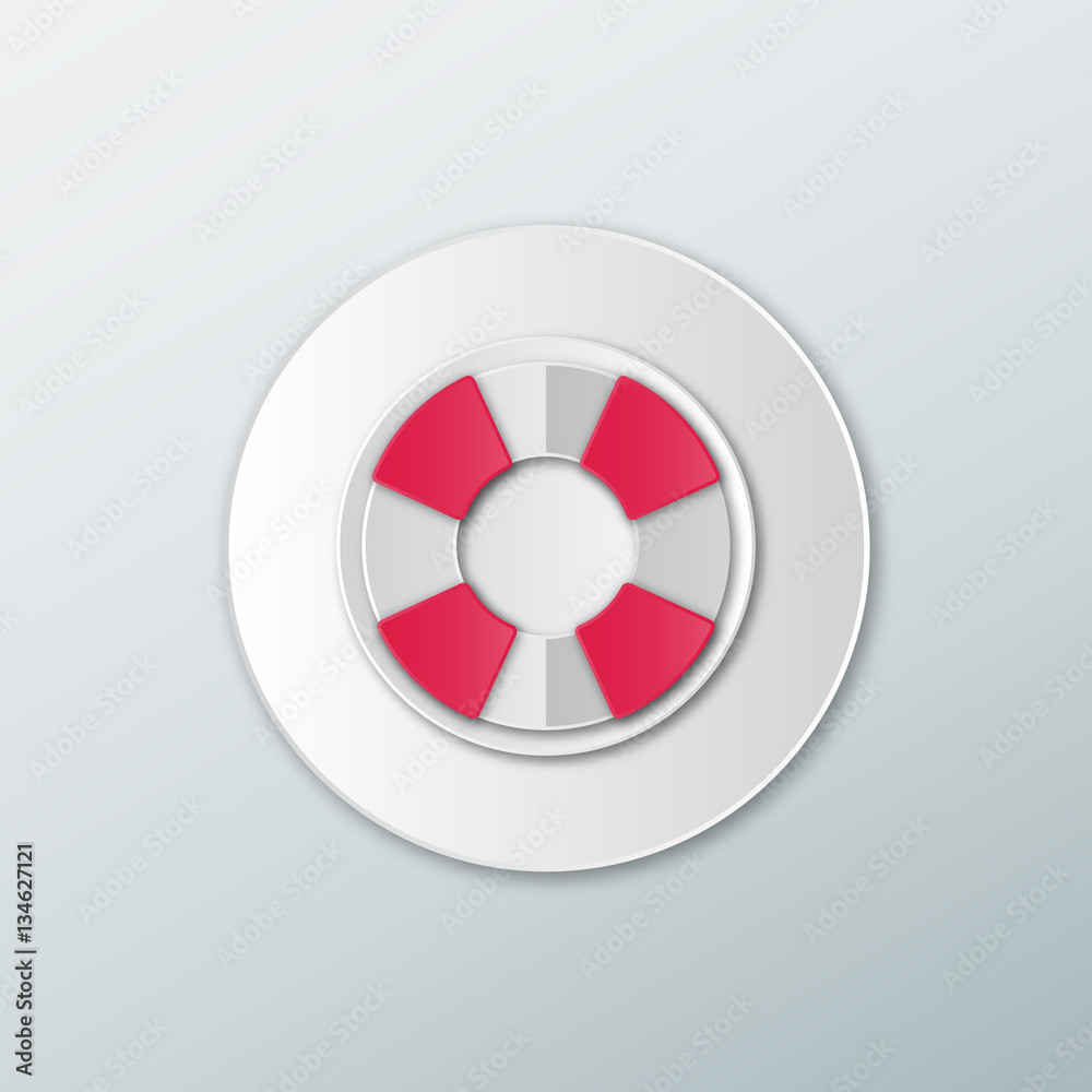 Lifebuoy icon in a flat style with shadow on a white background Lifebuoy icon in a flat style with shadow on a white background