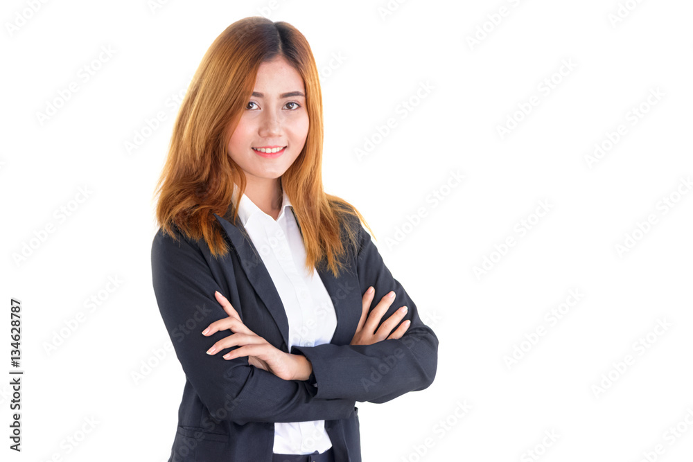 Asian young business woman standing with arm cross Asian young business woman standing with arm cross