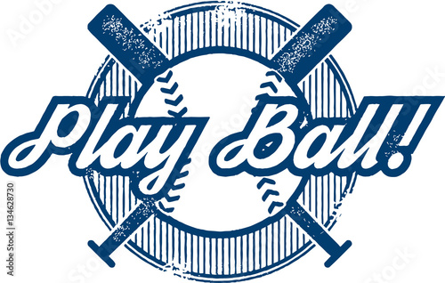 Vintage Play Ball Baseball Sports Stamp