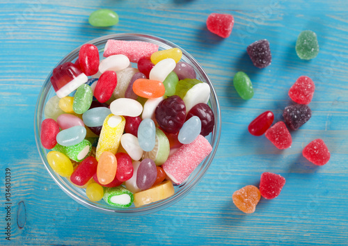 candies on a wooden background
