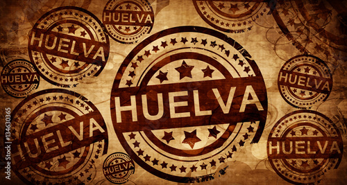 Huelva, vintage stamp on paper background