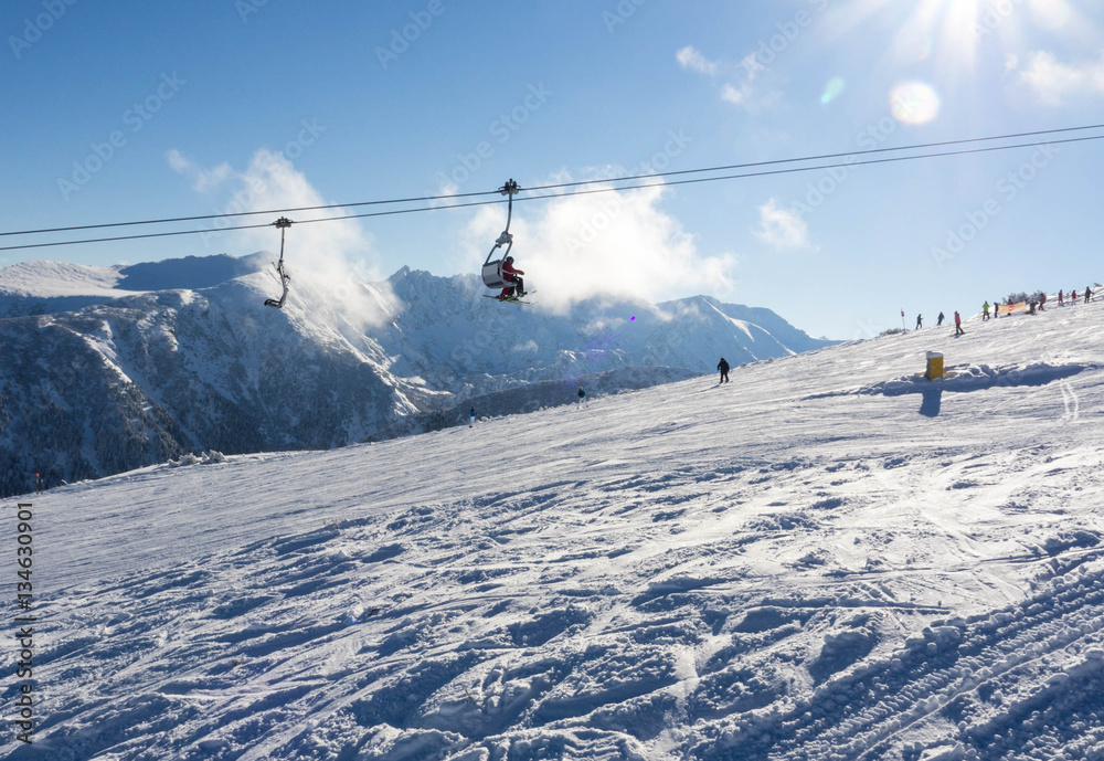 BANSKO, Bulgaria. January, 2017. It's winter resort in Bulgaria with long ski runs and the rich cultural history BANSKO, Bulgaria. January, 2017. It's winter resort in Bulgaria with long ski runs and the rich cultural history