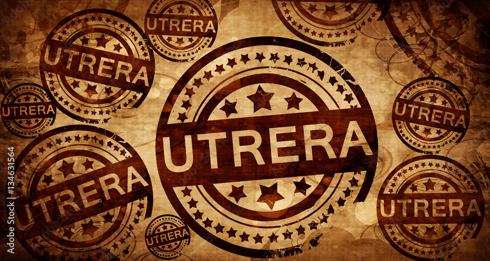 Utrera, vintage stamp on paper background
